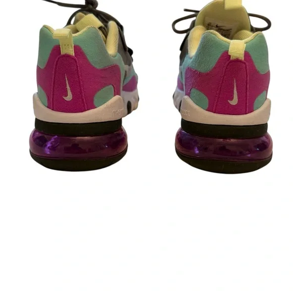 Nike Air Max 270 Sneakers - React Run Girls Size 6Y Gray, Green, Purple, Yellow - Picture 8 of 14